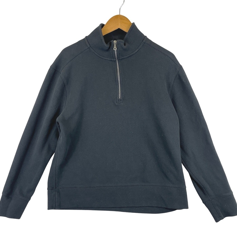 Banana Republic Quarter Zip Pullover Sweater Mens L Charcoal Gray Minimalist